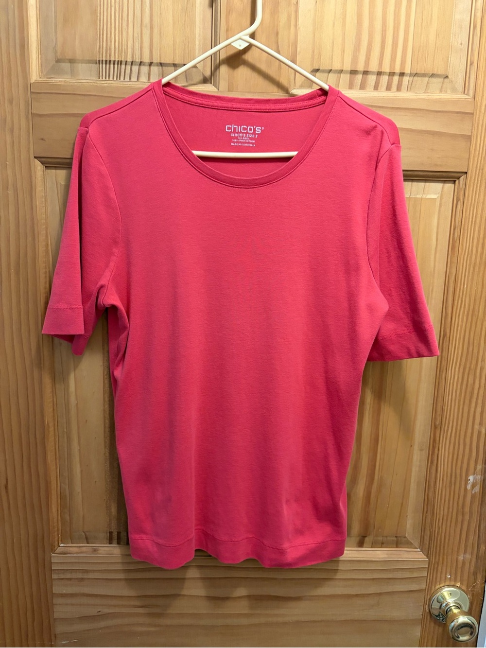 Chico's Coral Pink Short Sleeve Crewneck Top
